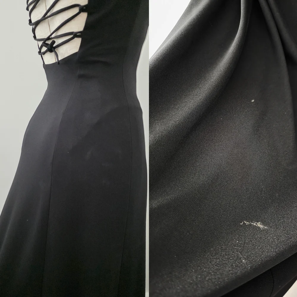 Vintage Gold Label Caché Black Corset Back Maxi Dress 90s Whimsigoth Sirencore P - Picture 6 of 7